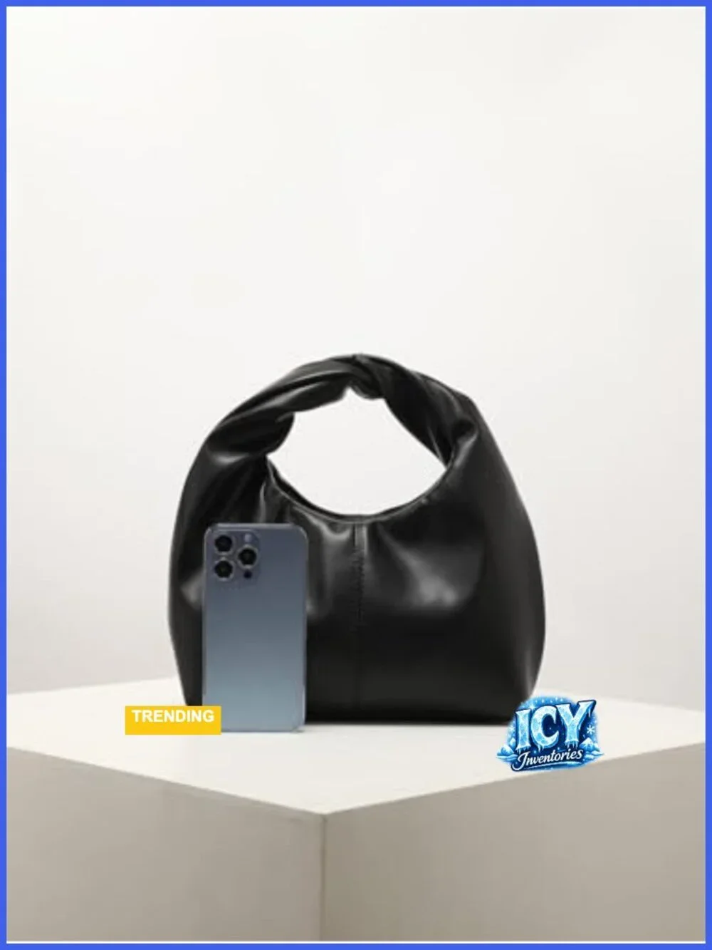 Faux Leather Ruched Hobo Mini Handbag Clutch Purse Top Handle Snap Closure